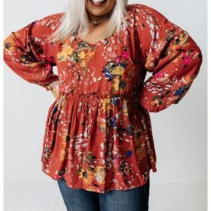 ODDY Floral Rust Blouse